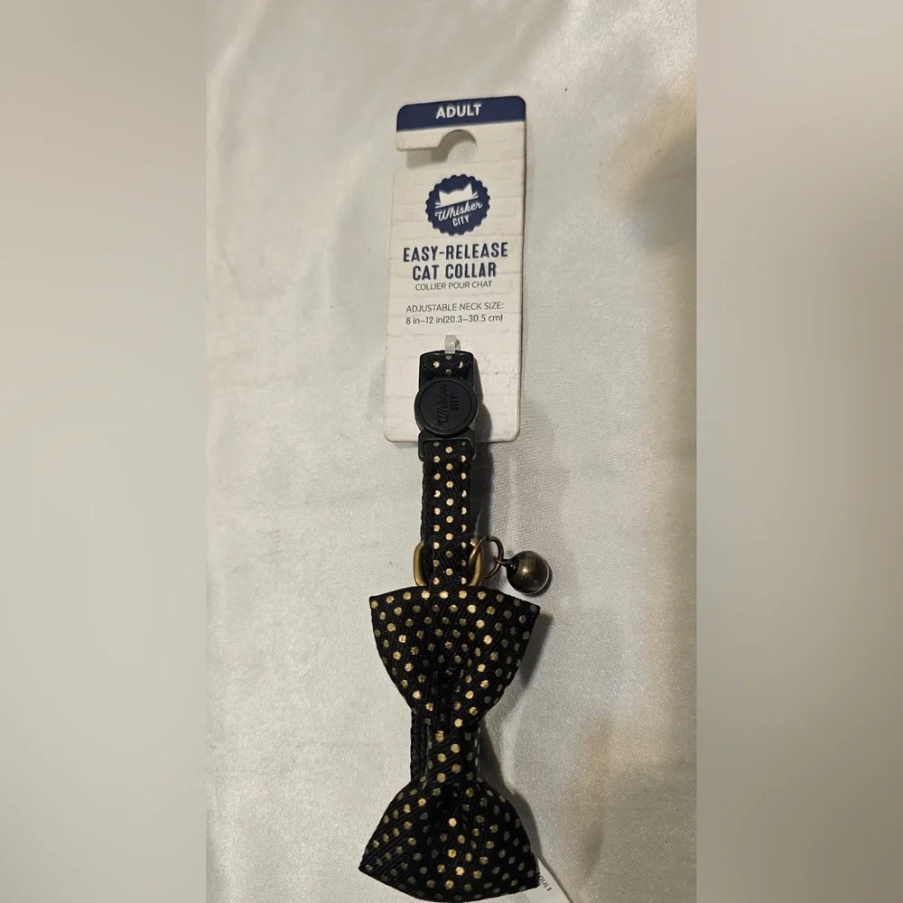 Whisker City Easy-Release Adult Cat Collar in Black with Gold Dots
